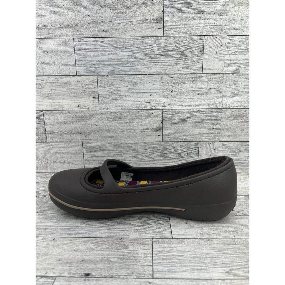Crocs Mary Jane Flats Dark Brown Women Size 8 Comfort‎ Casual Shoes